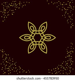Vector decorative element in golden texture. Ornamental symbol.