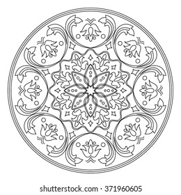 Vector decorative element mandala in black and white.