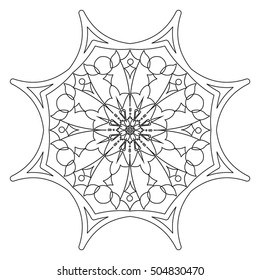 Vector decorative element mandala in black and white. For coloring pages, backgrounds, decoration for your design. 