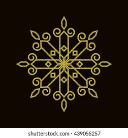 Vector decorative element mandala in golden texture. Ornamental symbol.