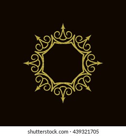 Vector decorative element mandala in golden texture. Ornamental symbol.

