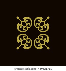 Vector decorative element mandala in golden texture. Ornamental symbol.
