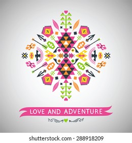 Vector  decorative element on native ethnic style
