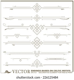Vector decorative elements for the design of diploma, advertisements, envelope, wedding  and other invitations or greeting cards based on Celtic patterns