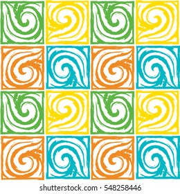 Vector decorative elements seamless pattern, chalk drawn, bright colors.