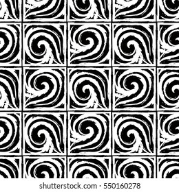 Vector decorative elements seamless pattern, chalk drawn, monochrome.