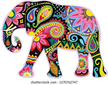 Vector Decorative elephant illustration. Indian theme for Indian wedding card