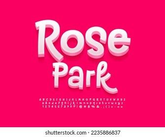 emblema decorativo vectorial Rose Park con lujosa Font. Letras, números y símbolos alfabéticos escritos a mano