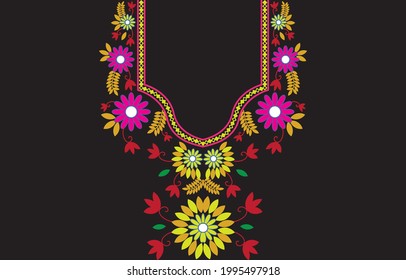 vector decorative embroidery on the clothes in native style. geometric ethnic oriental pattern traditional. floral necklace embroidery design for fashion women. background,wrapping.