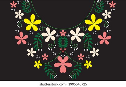 vector decorative embroidery on the clothes in native style. geometric ethnic oriental pattern traditional. floral necklace embroidery design for fashion women. background,wrapping.