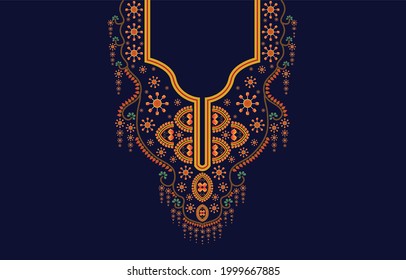 vector decorative embroidery on the clothes in native style. geometric ethnic oriental pattern traditional. floral necklace embroidery design for fashion women. background,wrapping.