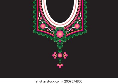 vector decorative embroidery on the clothes in native style. geometric ethnic oriental pattern traditional. floral necklace embroidery design for fashion women. background,wrapping.