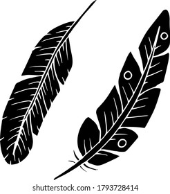 Vector decorative feather sketch. Abstraction, set. Sketch, illustration.