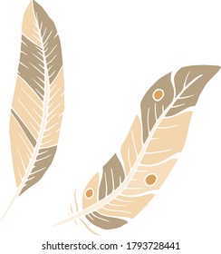 Vector decorative feather sketch. Abstraction, set. Sketch, illustration.