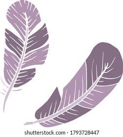Vector decorative feather sketch. Abstraction, set. Sketch, illustration.