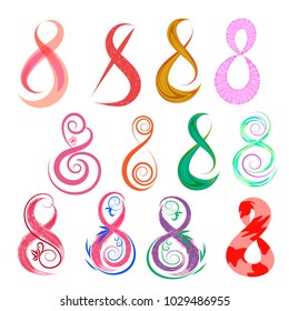 Vector decorative figure eight for congratulations for the International Women's Day on March 8.