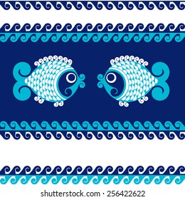 Vector decorative fish in a folk style.