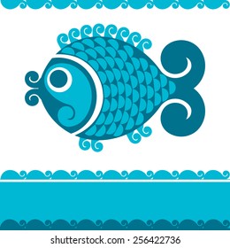 Vector decorative fish in a folk style.