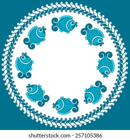 Vector decorative fish in a folk style.