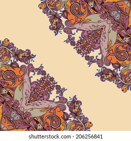 Vector decorative floral background, illustration with gorgeous ornamental frame.