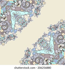 Vector decorative floral background, illustration with gorgeous ornamental frame.