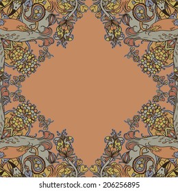 Vector decorative floral background, illustration with gorgeous ornamental frame.