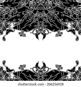 Vector decorative floral background, illustration with gorgeous ornamental frame.