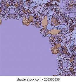 Vector decorative floral background, illustration with gorgeous ornamental frame.