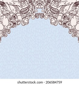 Vector decorative floral background, illustration with gorgeous ornamental frame.