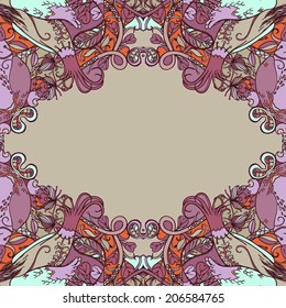 Vector decorative floral background, illustration with gorgeous ornamental frame.
