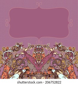 Vector decorative floral background, illustration with gorgeous ornamental frame.