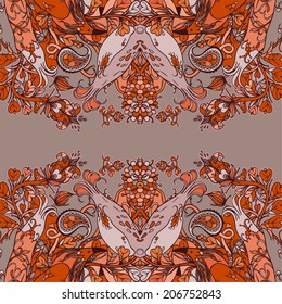 Vector decorative floral background, illustration with gorgeous ornamental frame.