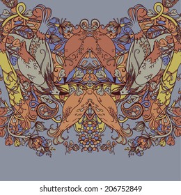 Vector decorative floral background, illustration with gorgeous ornamental frame.