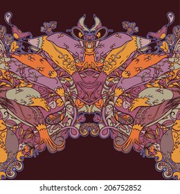 Vector decorative floral background, illustration with gorgeous ornamental frame.