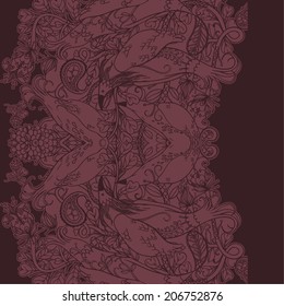 Vector decorative floral background, illustration with gorgeous ornamental frame.