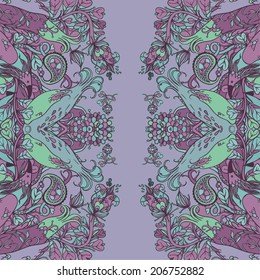 Vector decorative floral background, illustration with gorgeous ornamental frame.