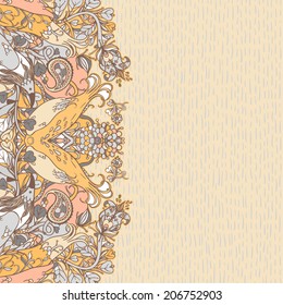 Vector decorative floral background, illustration with gorgeous ornamental frame.