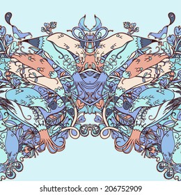 Vector decorative floral background, illustration with gorgeous ornamental frame.