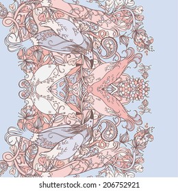 Vector decorative floral background, illustration with gorgeous ornamental frame.