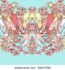 Vector decorative floral background, illustration with gorgeous ornamental frame.