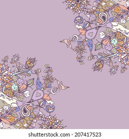 Vector decorative floral background, illustration with gorgeous ornamental frame.