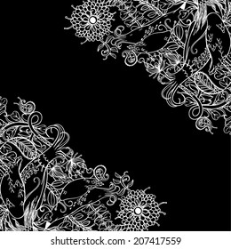 Vector decorative floral background, illustration with gorgeous ornamental frame.
