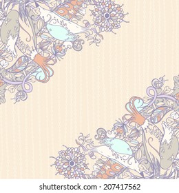 Vector decorative floral background, illustration with gorgeous ornamental frame.