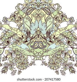 Vector decorative floral background, illustration with gorgeous ornamental frame.
