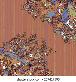 Vector decorative floral background, illustration with gorgeous ornamental frame.