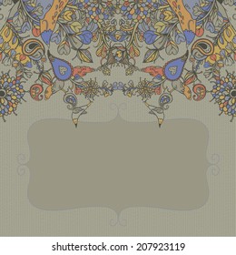 Vector decorative floral background, illustration with gorgeous ornamental frame.