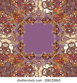 Vector decorative floral background, illustration with gorgeous ornamental frame.
