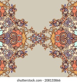 Vector decorative floral background, illustration with gorgeous ornamental frame.