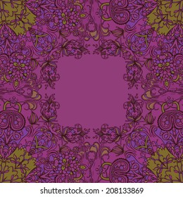 Vector decorative floral background, illustration with gorgeous ornamental frame.