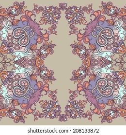 Vector decorative floral background, illustration with gorgeous ornamental frame.